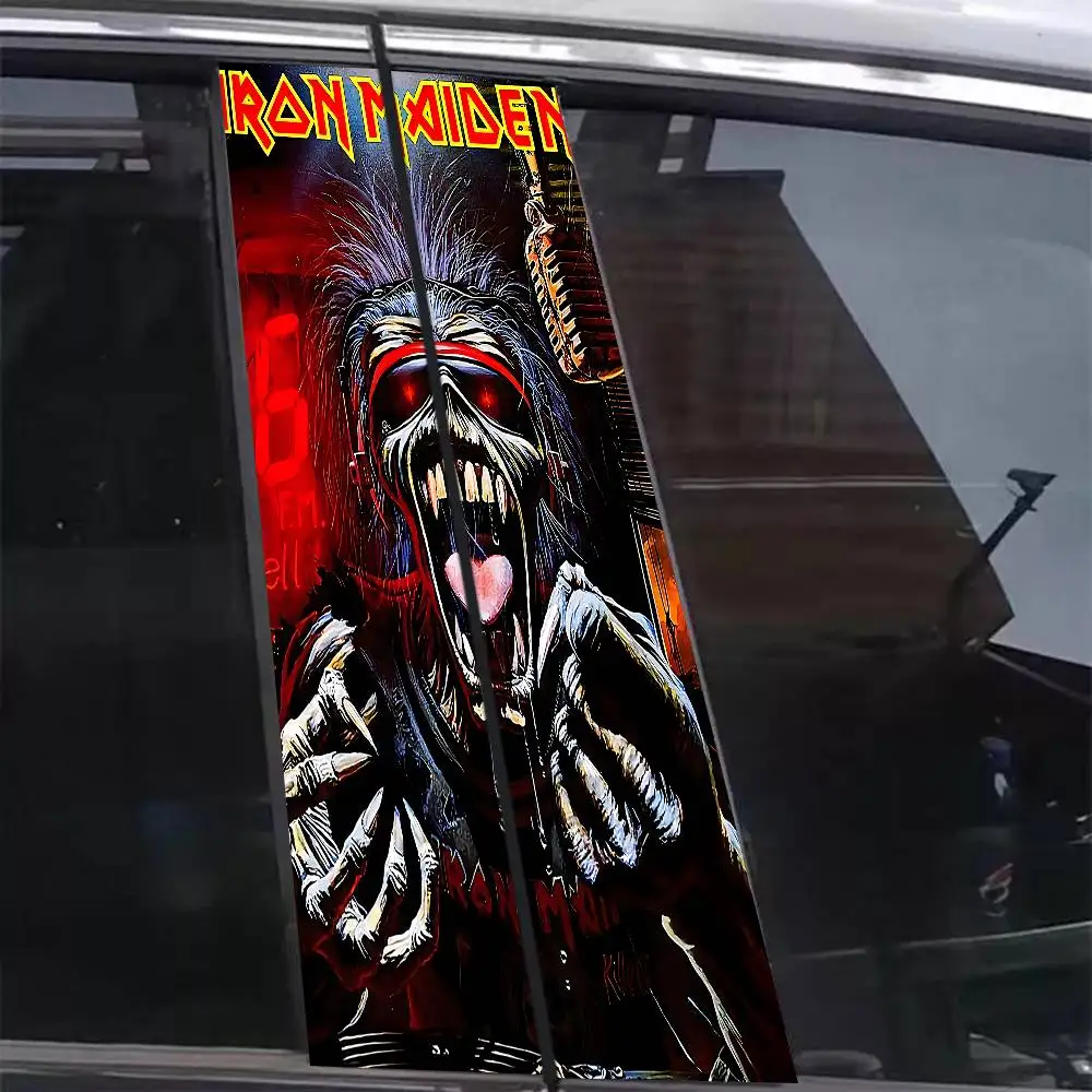 I-Iron Band M-Maiden 2 قطعة سيارة منتصف عمود ملصق الإبداعية B-عمود طبقة رقيقة واقية نمط سيارة ملصق #6