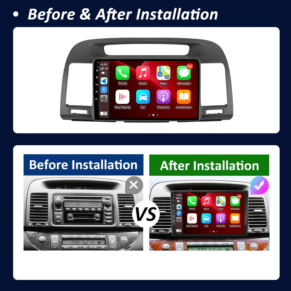 Android OS Car Video Multimedia Radio Player per Toyota Camry 5 VX 30 2001 - 2006 GPS Navi DSP Stereo WiFi BT Carplay strumenti Auto