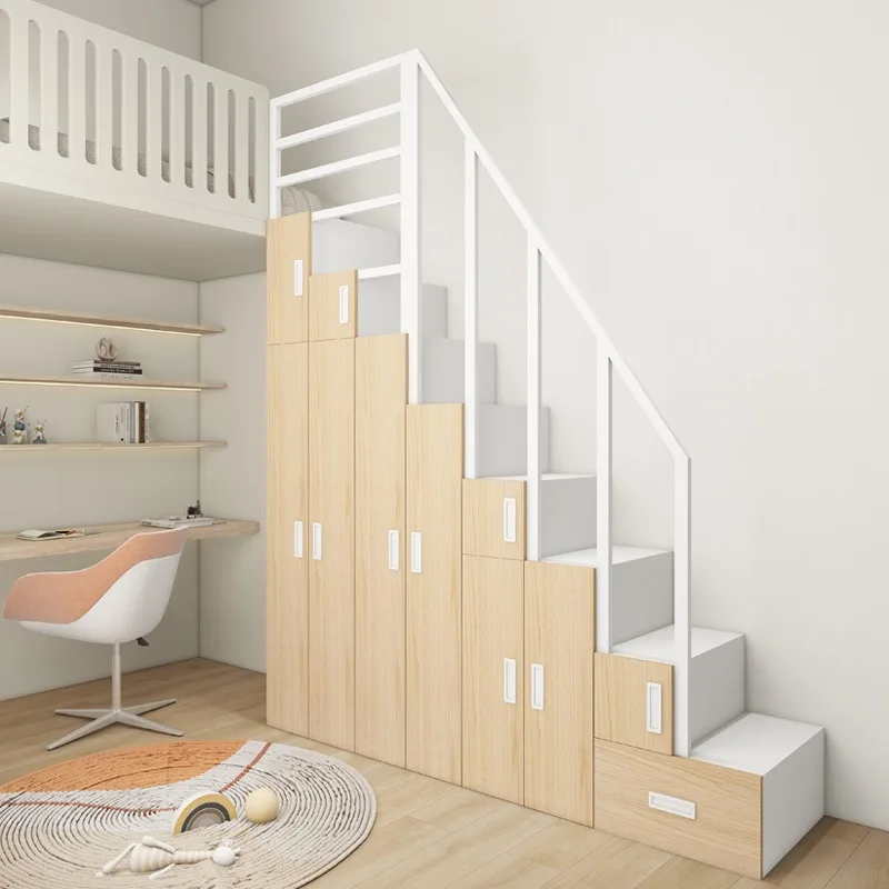 원목 계단 수납장 단품 판매 이층 침대 다락방 계단 수납장 가정용 서랍장 수납 등반 계단 수납장 맞춤형 사다리