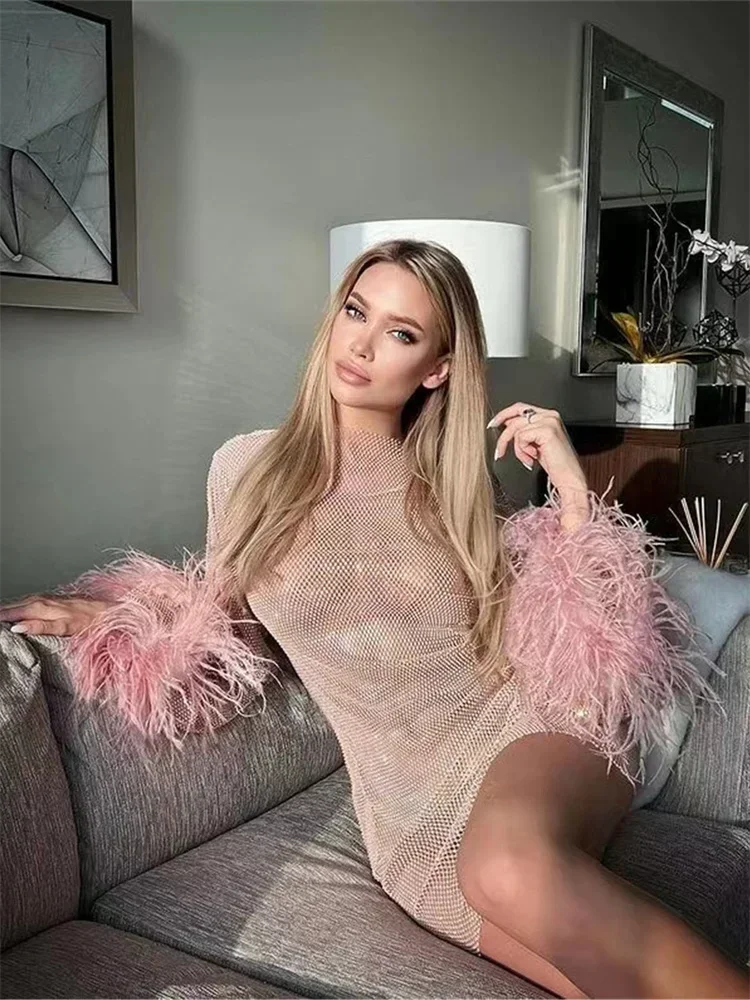 Прозрачное пышное блестящее мини-платье для женщин, элегантное клубное вечернее платье с вырезами, блестящее роскошное платье для одежды