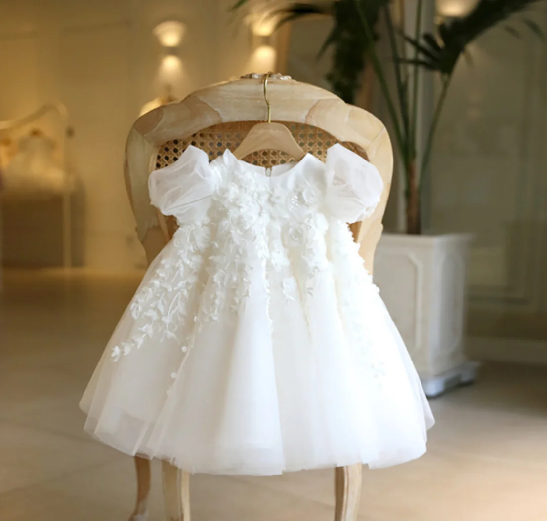 1 Year Birthday Baby Girl Dress Flower Princess Children Party Dresses Girl Wedding Infant Baptism Dress Christening Ball Gown