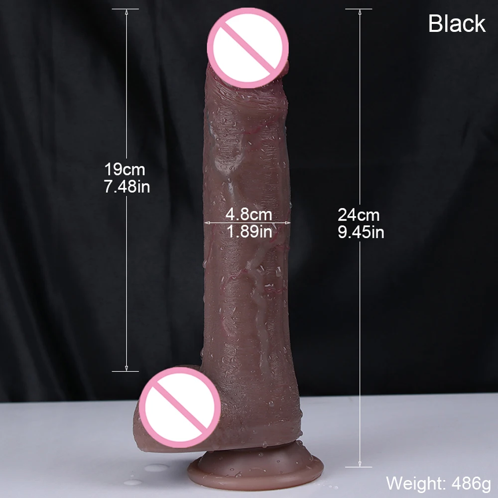 Realistic Dildo Strong Black Big Penis Soft Silicone Thrusting Strapon Female Masturbator Anal Vagina Orgasm Adult Sex Toys Shop