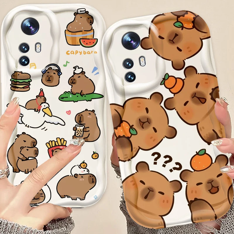 Capibala Cute Cartoon For Xiaomi Mi 14 12 12T 11 Lite Poco M6 X6 X5 X4 X3 M3 F4 Pro GT NFC 5G Wave Oil Cover Phone Case