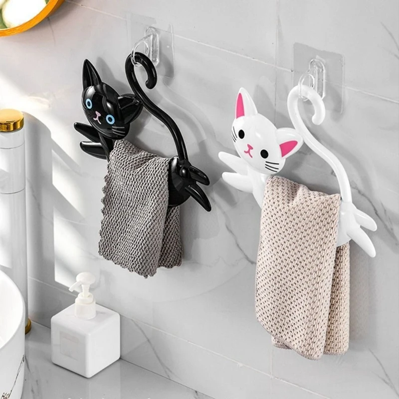 Wall-Mounted Cat-Shaped Towel Bar, Punch-Free Cute Towel Rack, Cartoon Towel Rack Behind The Door