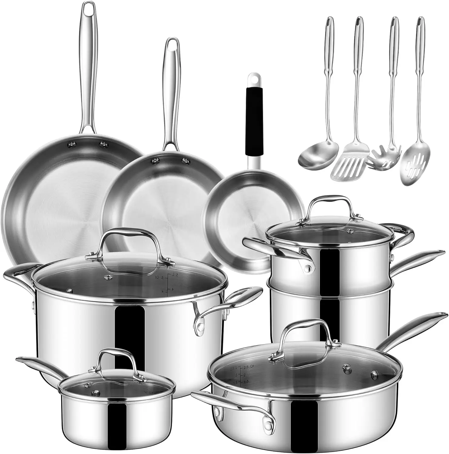 

10 Piece Cookware Set for Kitchen Potluck, Forged Aluminum, Green, PFA Free and Induction Compatible