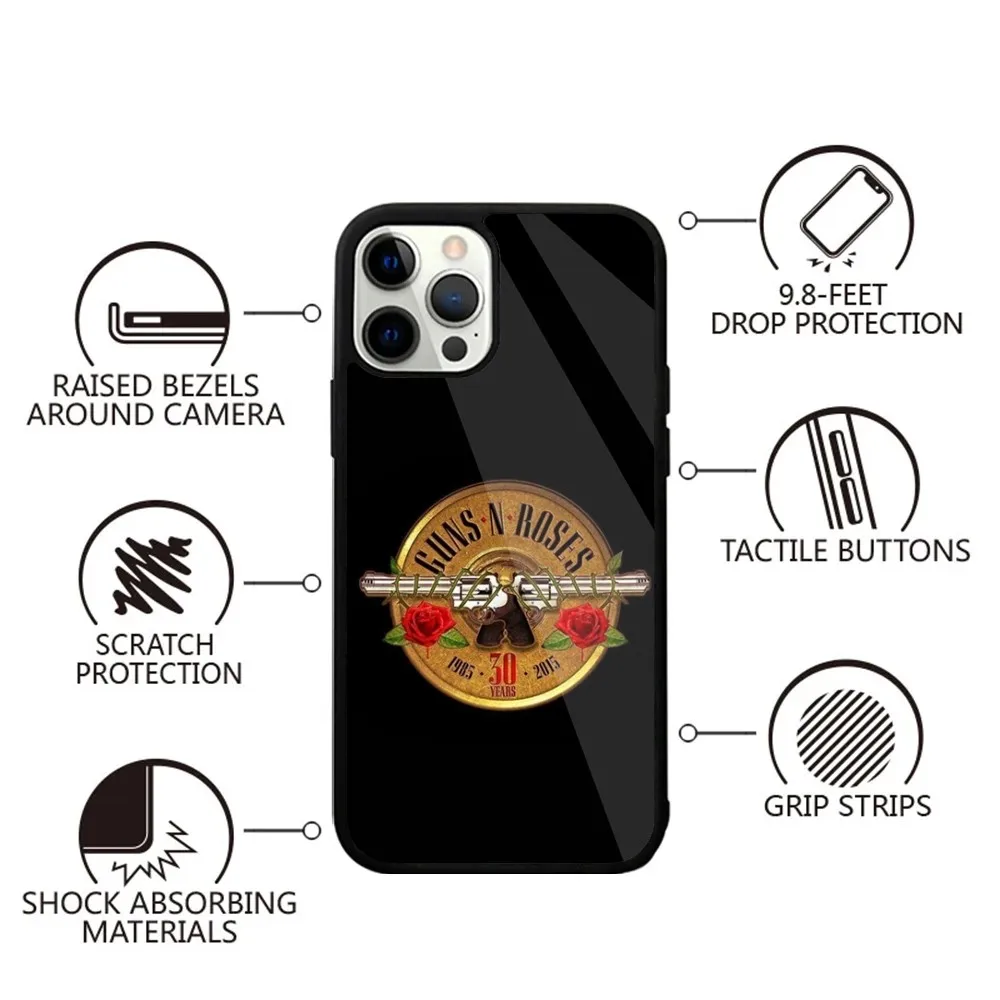 Band G-Guns N Roses Phone Case For iPhone 16,15,14,13,12,11,Plus,Pro,Max,Mini Magsafe Magnetic Wireless Charging