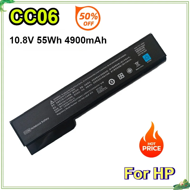 CC06 Laptop Battery for HP EliteBook 8460p 8460w 8470p 8470w 8560p 8570p 6360b 6460b CC09 CC06XL HSTNN-CB2F 10.8V 55Wh  6 Cells