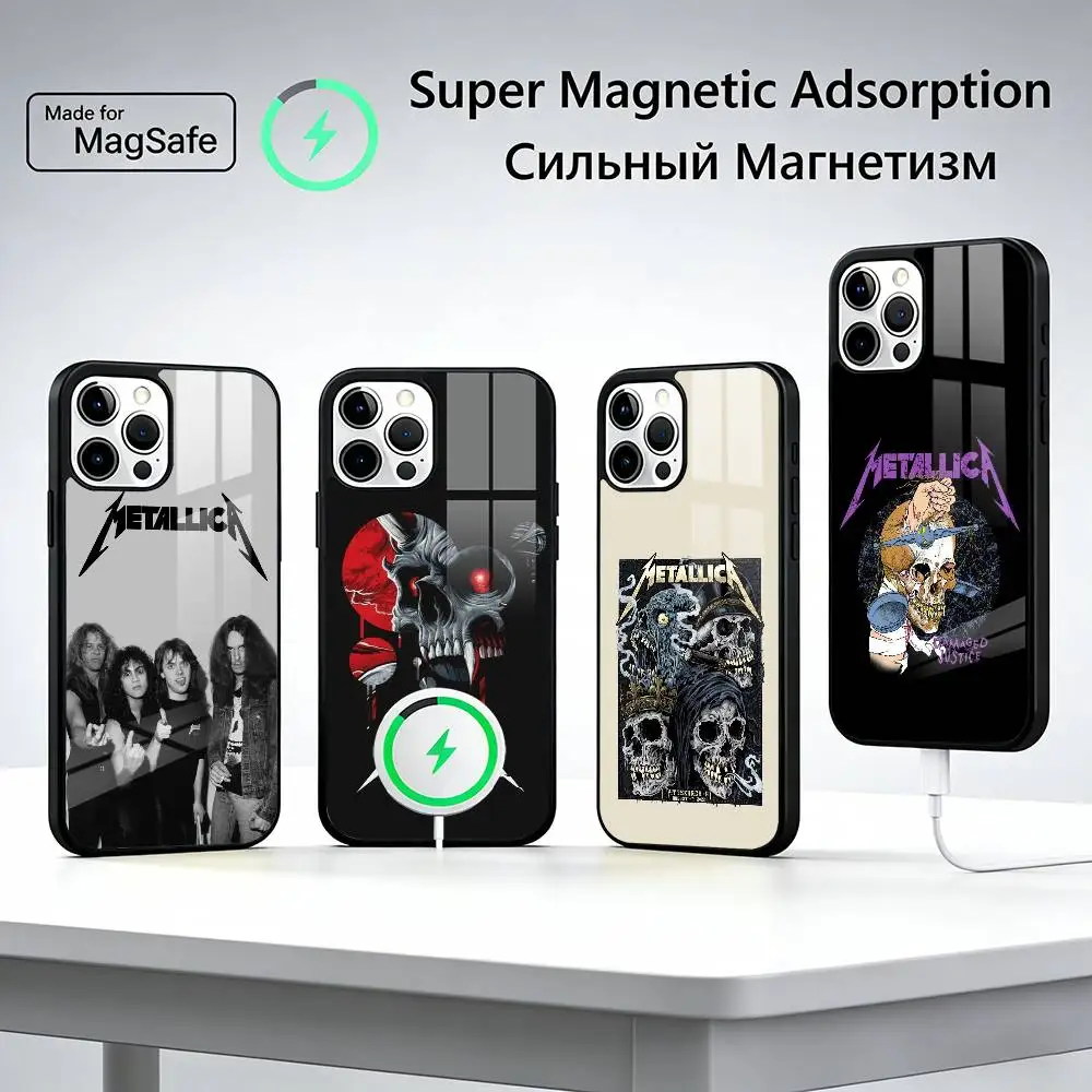 

M-METALLICA Rock band For Magsafe Phone Case for iPhone 17 16 15 14 13 12 11 Series Wireless Charging
