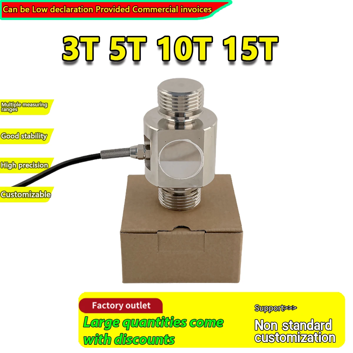 High Precision Alloy Steel Load Cell Kit, IP66 Waterproof Weighing Sensor Module with 350 Ohm Resistance, Industrial Use