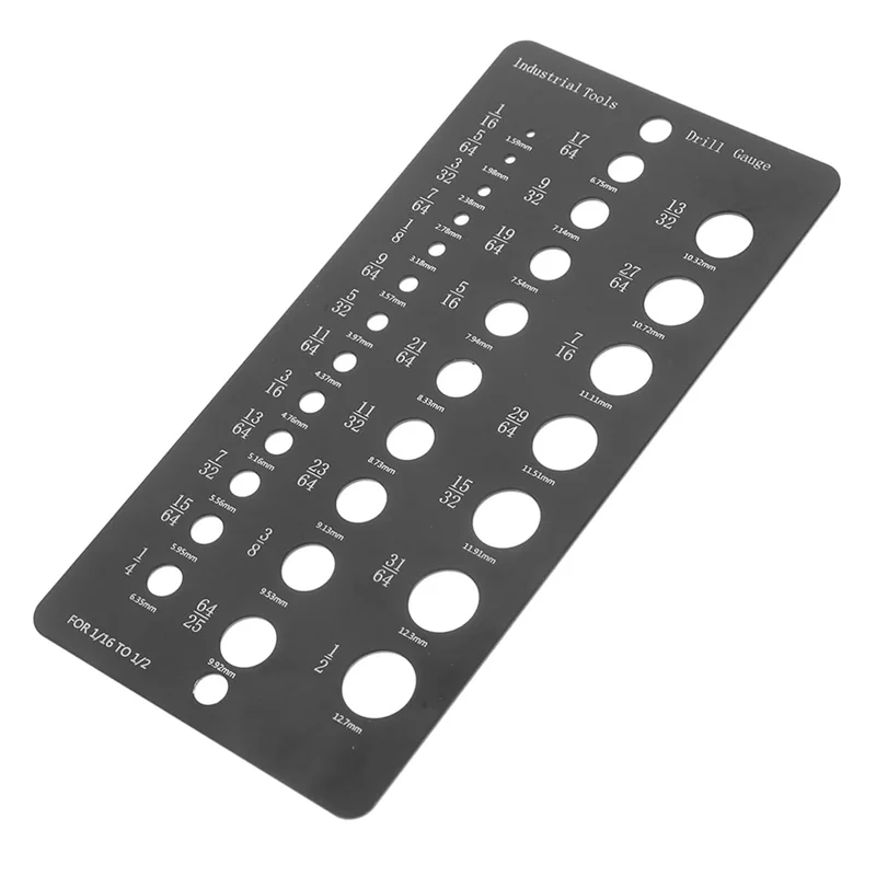 ABXF-Drill Bit Gauge 1/16 To 1/2 Inch 29-Hole Drill Bit Measuring Instrument Accurate Drill Hole Measurement Tool