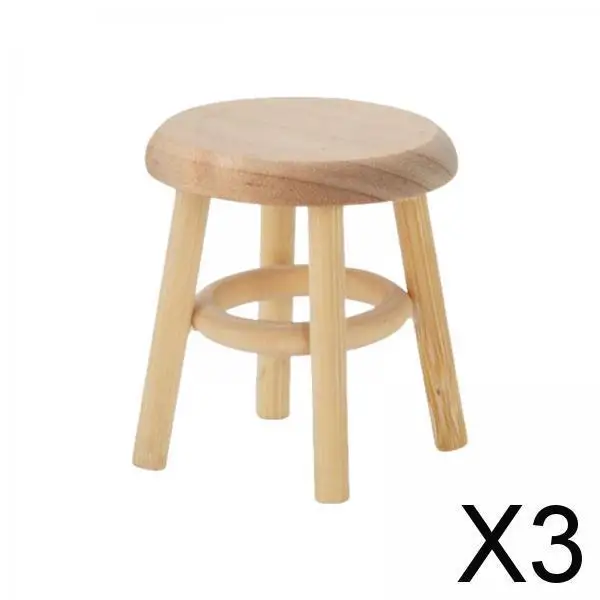 3-4pack Miniature Stool Round Stool Seat Furniture for 1/12 Dollhouse Kitchen