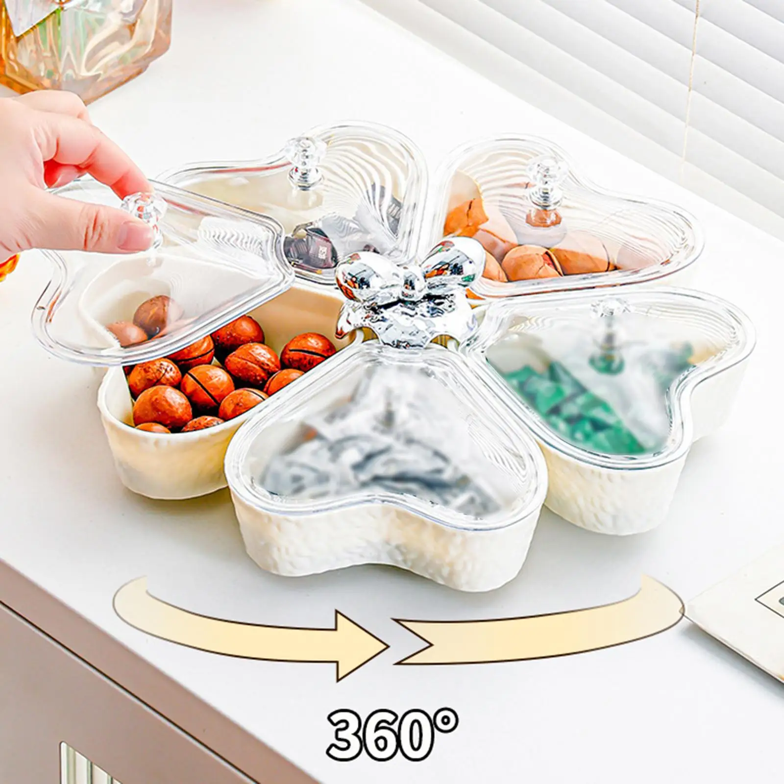 Serving Plate Dry Fruit Tray Multipurpose Nut Bowl Storage Box Appetizer Tray for Household Wedding Birthday Presents Kitchen