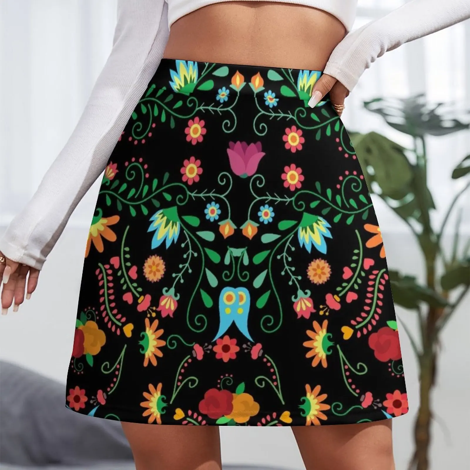 Mexican Flowers Mini Skirt women\'s skirts trend 2023 summer skirts