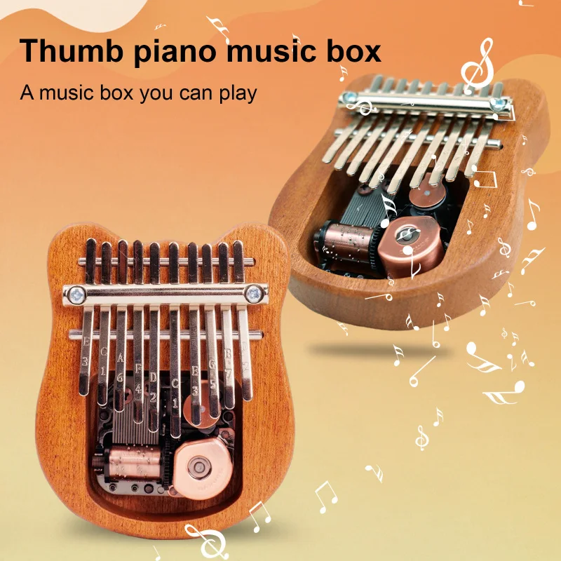 Mini Thumb Piano 10Keys Portable Musical Instrument Cartoon Cute Thumb Piano Music Box Gift for Beginners Thumb Piano Instrument