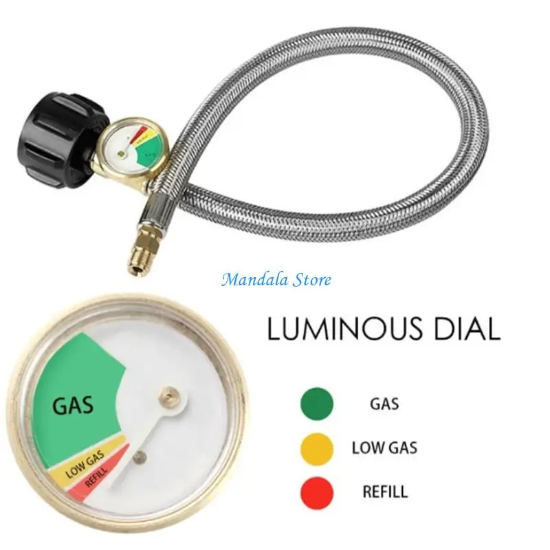 U2JC Pack of 2 C3H8 Hoses 15 Foot Untarnished Plaited with Pressure Measure for Gas Structure