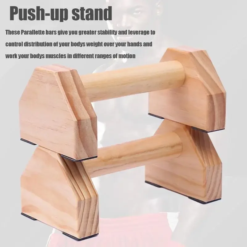 Push-up Stand Wood Pushup Bars Exercise Non-Slip Parallettes Handle Stands Calisthenics Fitness Equipment Home Strength Training