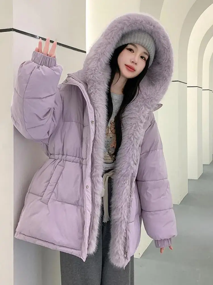 

Winter Korean Style Fashion Solid Long Sleeves Jacket Retro Simplicity Thickened Festival Down Cotton Coat Trendy Women's Casual