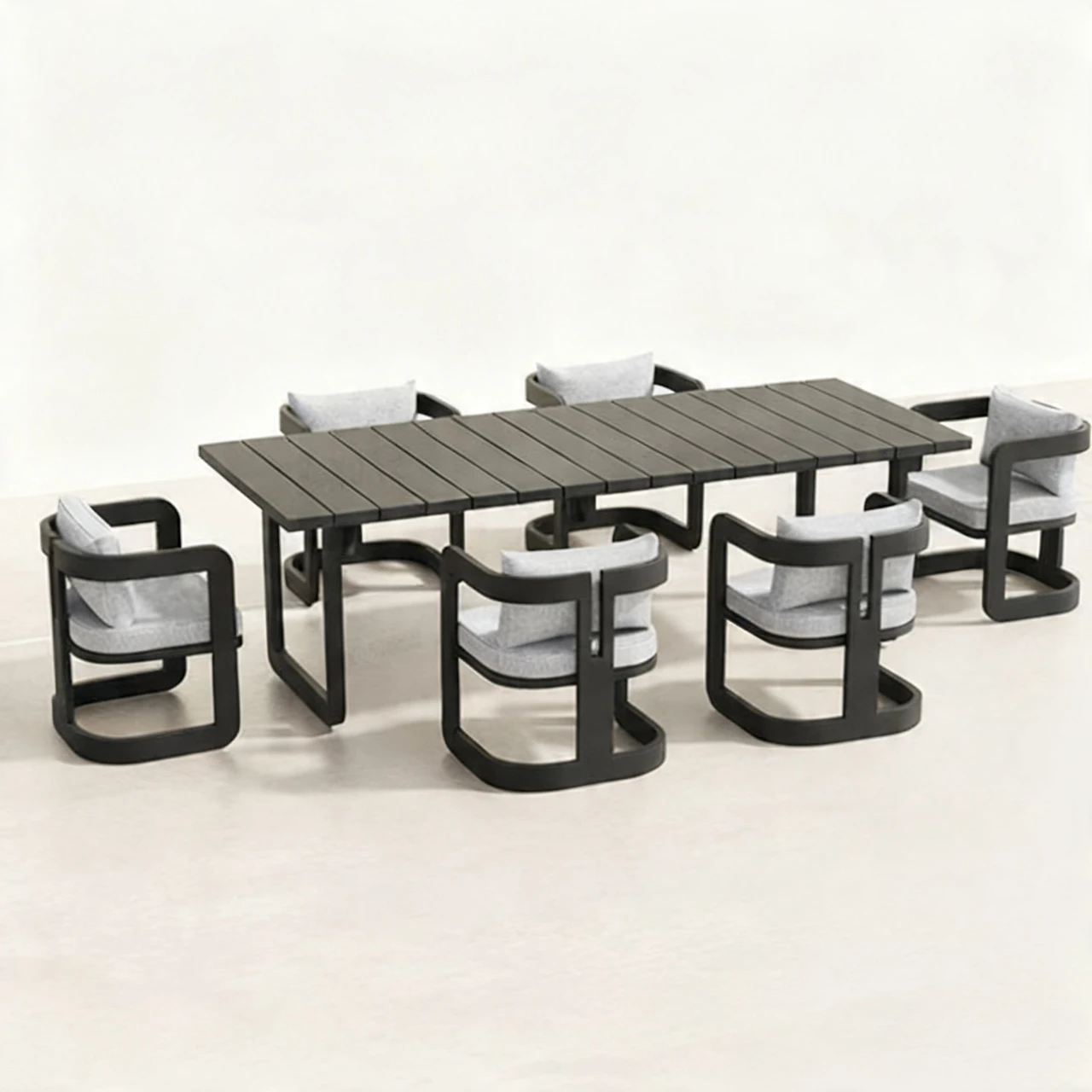 

Modern Aluminum Outdoor Dining Set Metal Garden Table Chair Patio Courtyard Furniture for Hotel