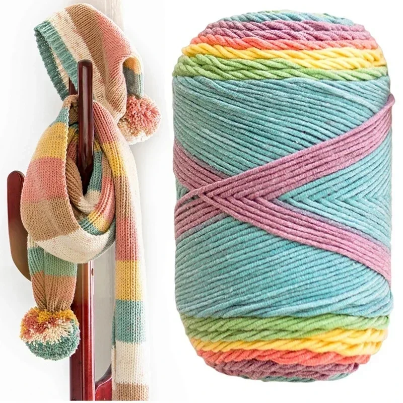 2pcsX100g Cake Yarn Rainbow Segment Dyed Yarn 5 Strand DIY Handmade Yarn Knitted Sweater Hat Scarf Sofa Cushion 193M