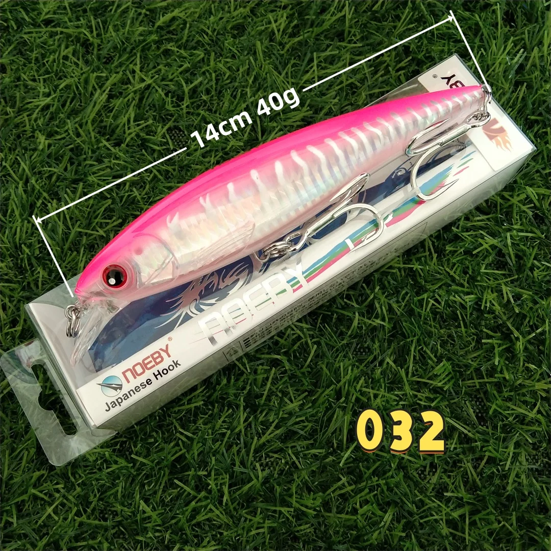 Noeby 1pc 14cm 40g Floating 0-2.5m Fishing Lure Plastic Hard Bait Long Shot Suspension Floating MINNOW Bait for Sea Fishing
