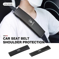 Car Seat Belt Leather Safety Shoulder Cover Protection Pad For Maserati Quattroporte Spyder Levante Coupe GranTurismo