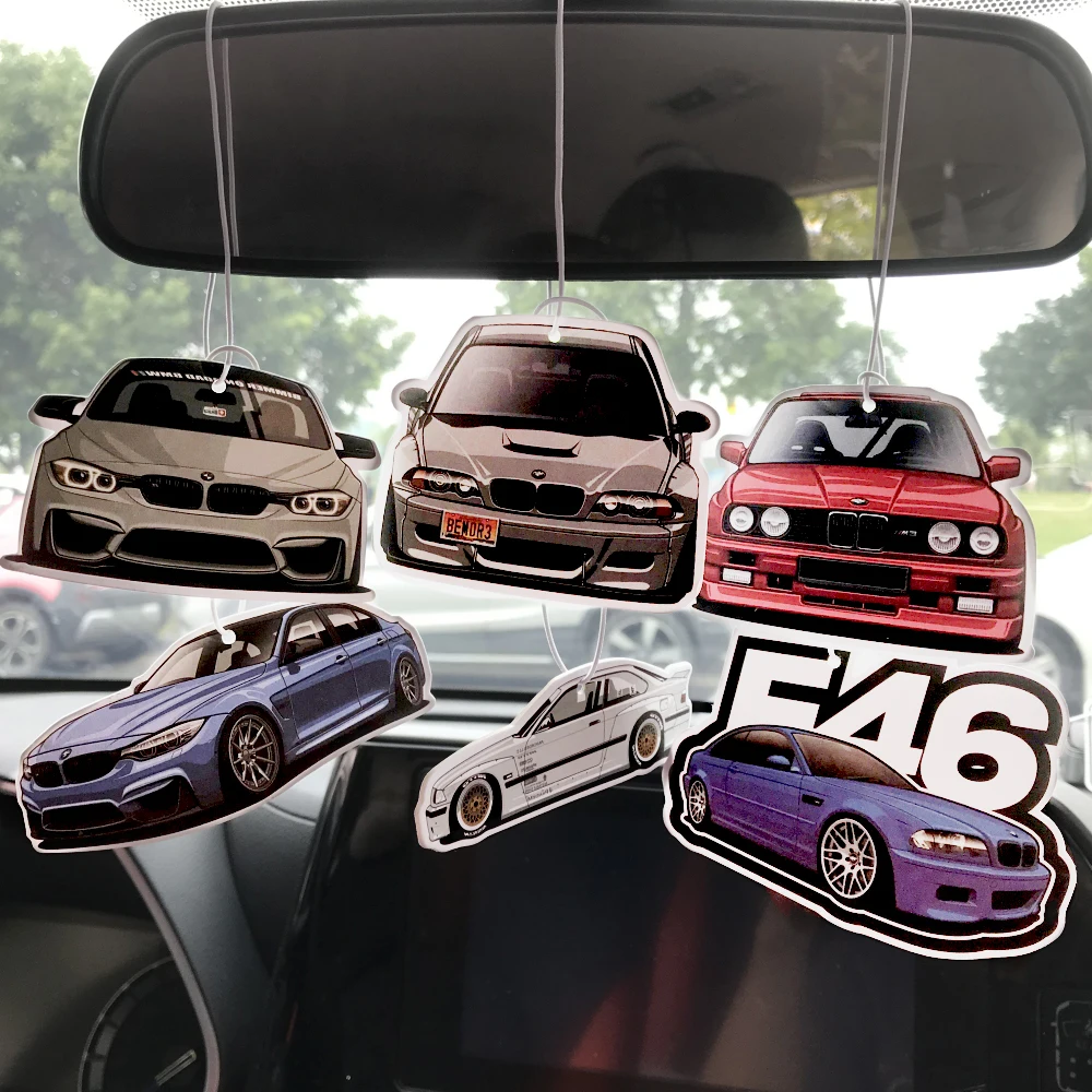 JDM Culture Car Air Freshener Fashion Solid Paper Car Shape Perfume JDM Decoration Car Mirror Hanging Accessories for Bmw E46 M3