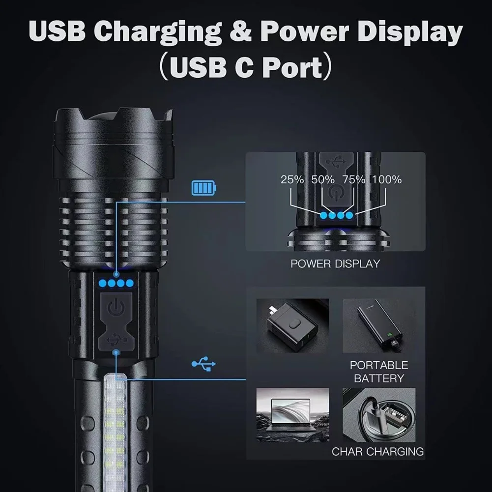 1 قطعة مصباح يدوي قوي 30 واط UltraBright USB مصباح ليد جيب قابل لإعادة الشحن مع ضوء العمل COB لملحقات الإضاءة في الهواء الطلق
