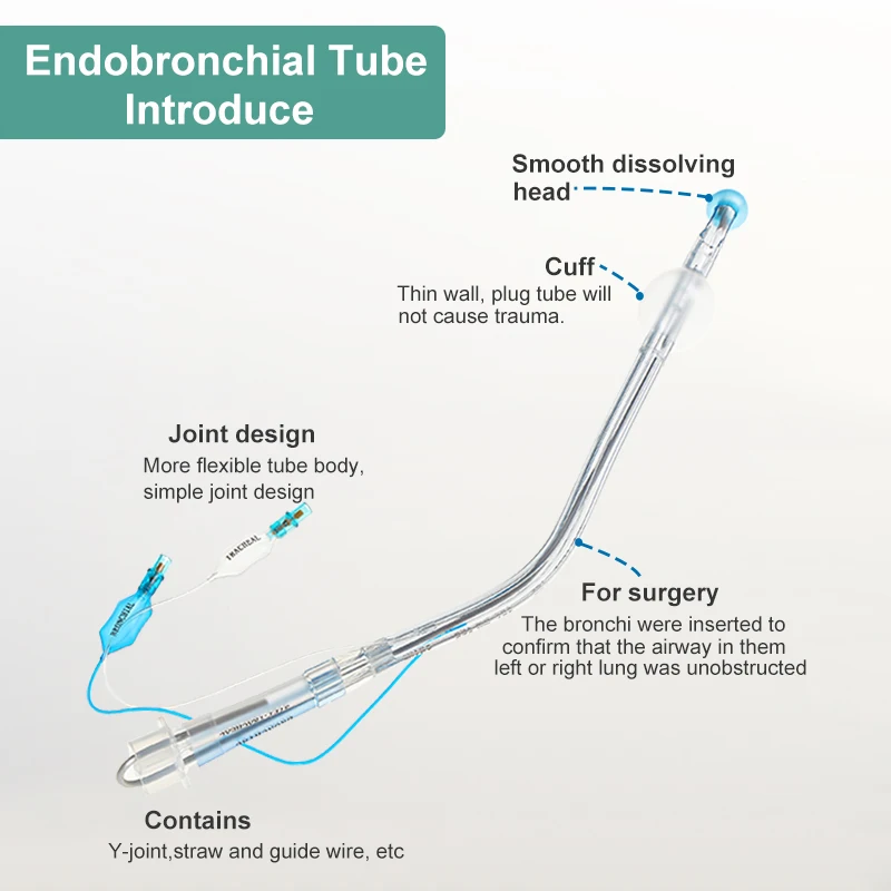 Califed Endobronchial Tube Double Lumen Disposable Medical Surgical Consumable Endobronchial Medical Grade PVC Left / Right Tube