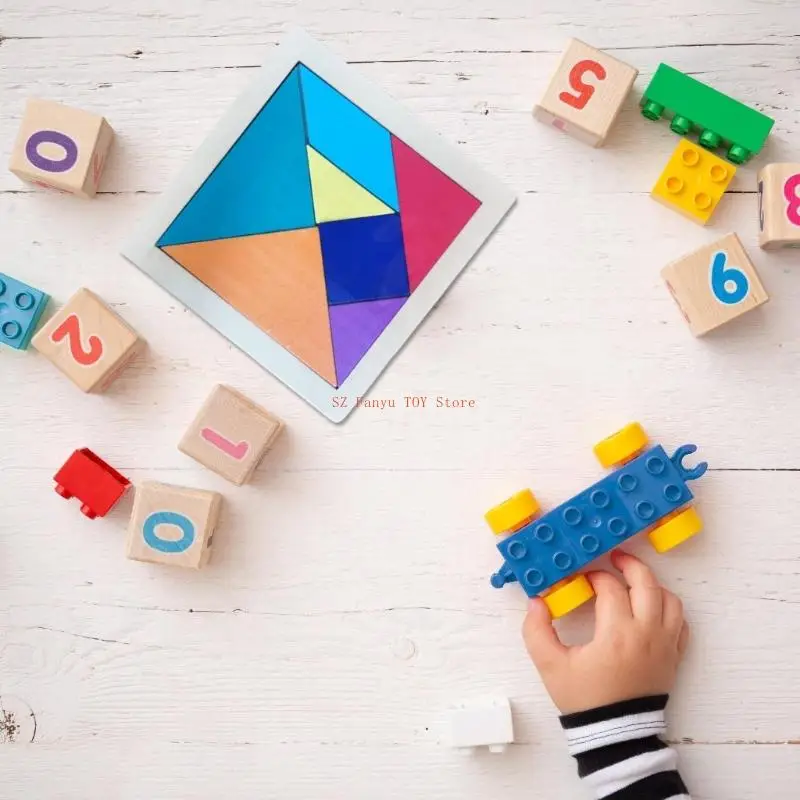 

96GC 24pcs Tangram Puzzle Set для детей красочная игра в деревянный строительный блок для развития раннего детства