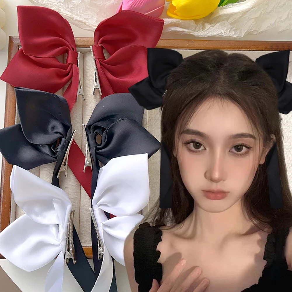 

2Pcs Bow Ribbon Hair Clip Fashion Bowknot Hairpins Small Cute Barrettes Women Girls Kids Bows Clips Ornament Headwear Headdress