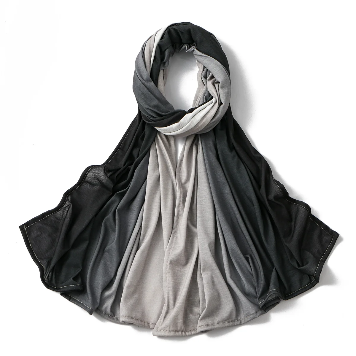 여성 그라데이션 코튼 레이온 히잡 스카프 여성용 고품질 헤드 랩 숄 무슬림 헤드밴드 이슬람 터번 대형 사이즈 180*70cm
