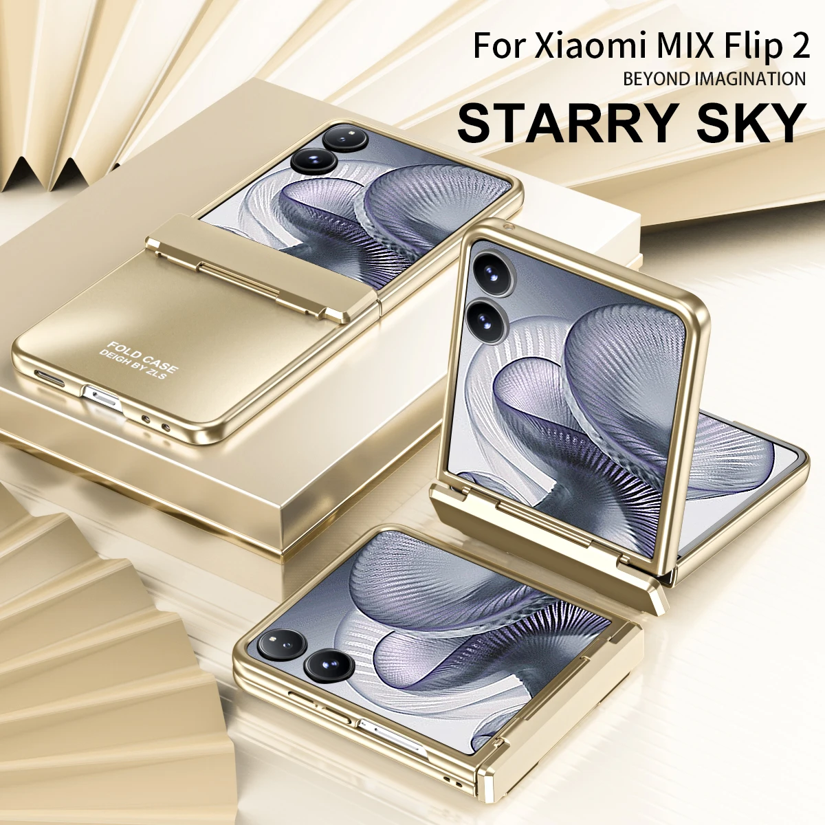 

Plated Bezel Trendy Design All-inclusive Hinged Transparent Phone Case For Xiaomi Mix Flip 2 flip2 Slim Protection Cover