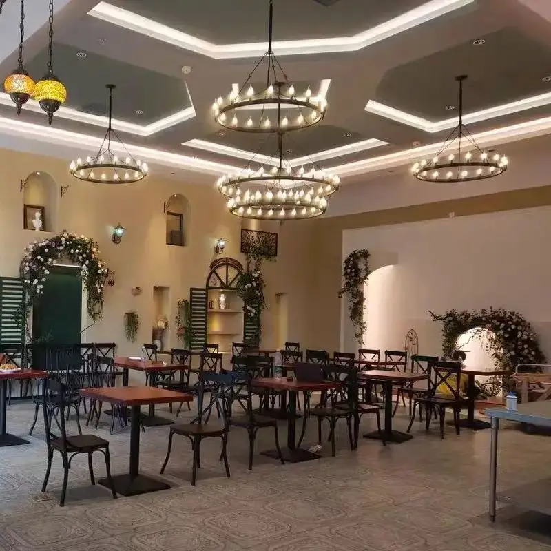 

American Country Chandelier Modern Round Led Pendant Lights Kitchen Loft Lighting Living Room Stair Decoration Hanging Lamps