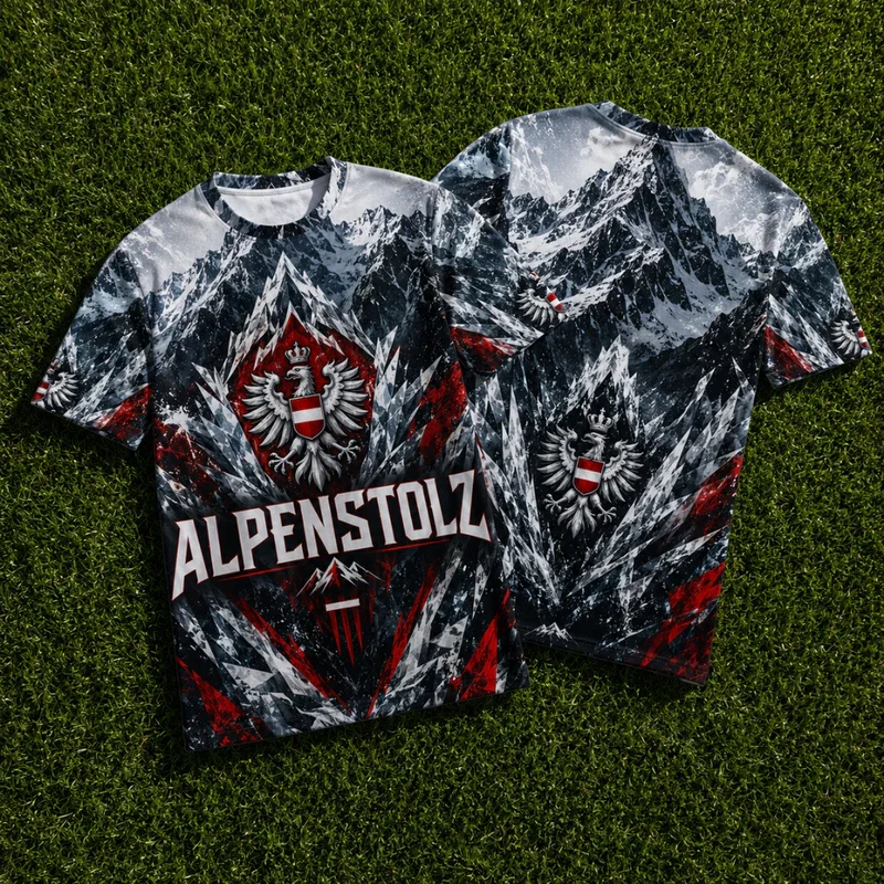 2026 Summer Best-selling Austrian Men's Football Training T-Shirt 3D Printable Breathable Quick-Drying Top Family Couple Style