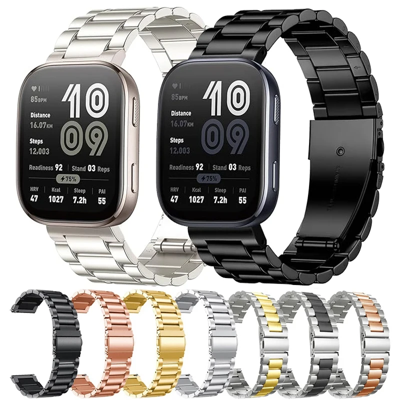 22mm Metal Band For Amazfit Bip 6 5 5 Unity Stainless Steel Strap For Amazfit Balance 2/GTR 4 3 2 47mm/Cheetah Round/Pro/Helio