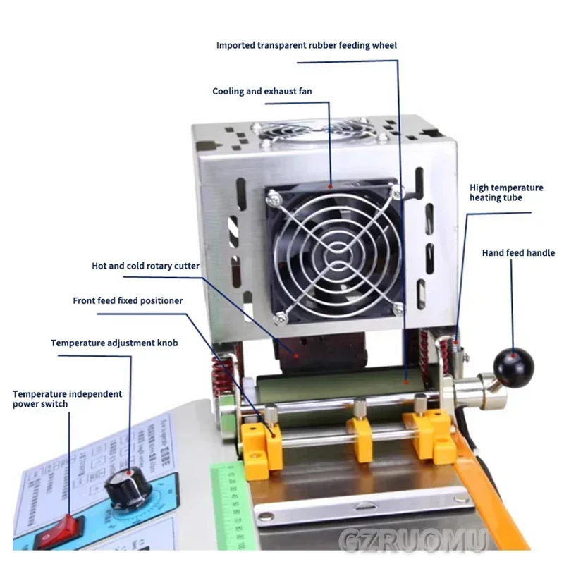 Автоматическая компьютеризированная машина для резки веревки. Холодная и горячая машина для резки ленты на молнии. Эластичная лента. ЖК-экран.