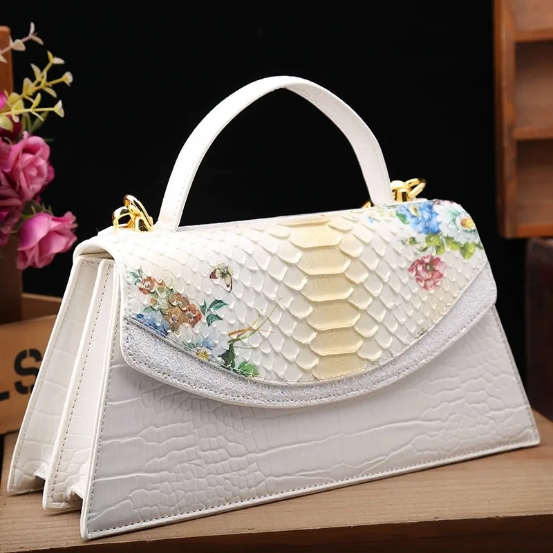 Luxury Designer Brand New Cowhide High Quality Crocodile Print Handbag Women's Fashion Single Shoulder Crossbody Bag Hot Sale