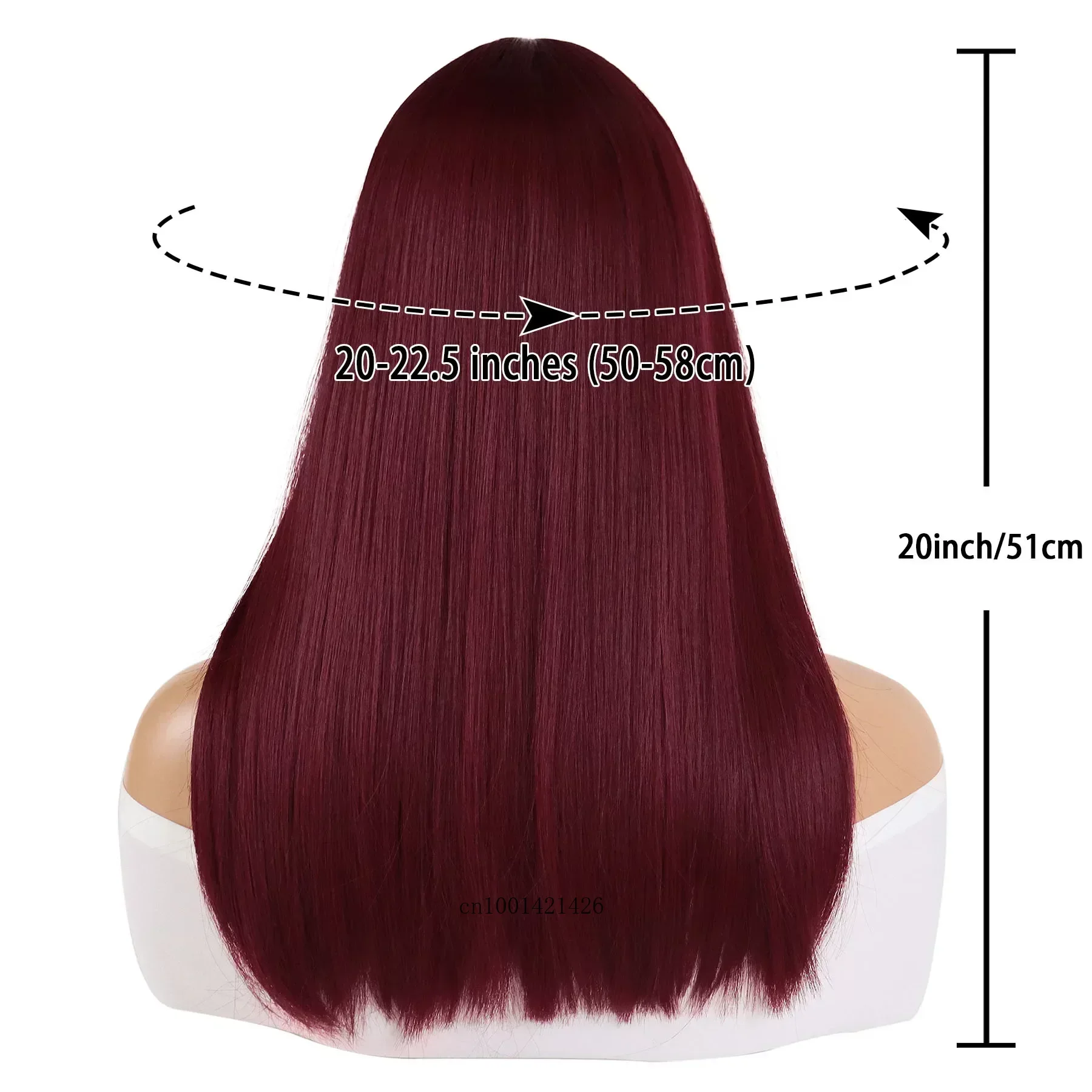 Synthetische lange rote Perücke mit Pony gerade Frisuren Haare für Frauen hitze beständige Faser Drag Cosplay Perücke Kostüm braune Perücken