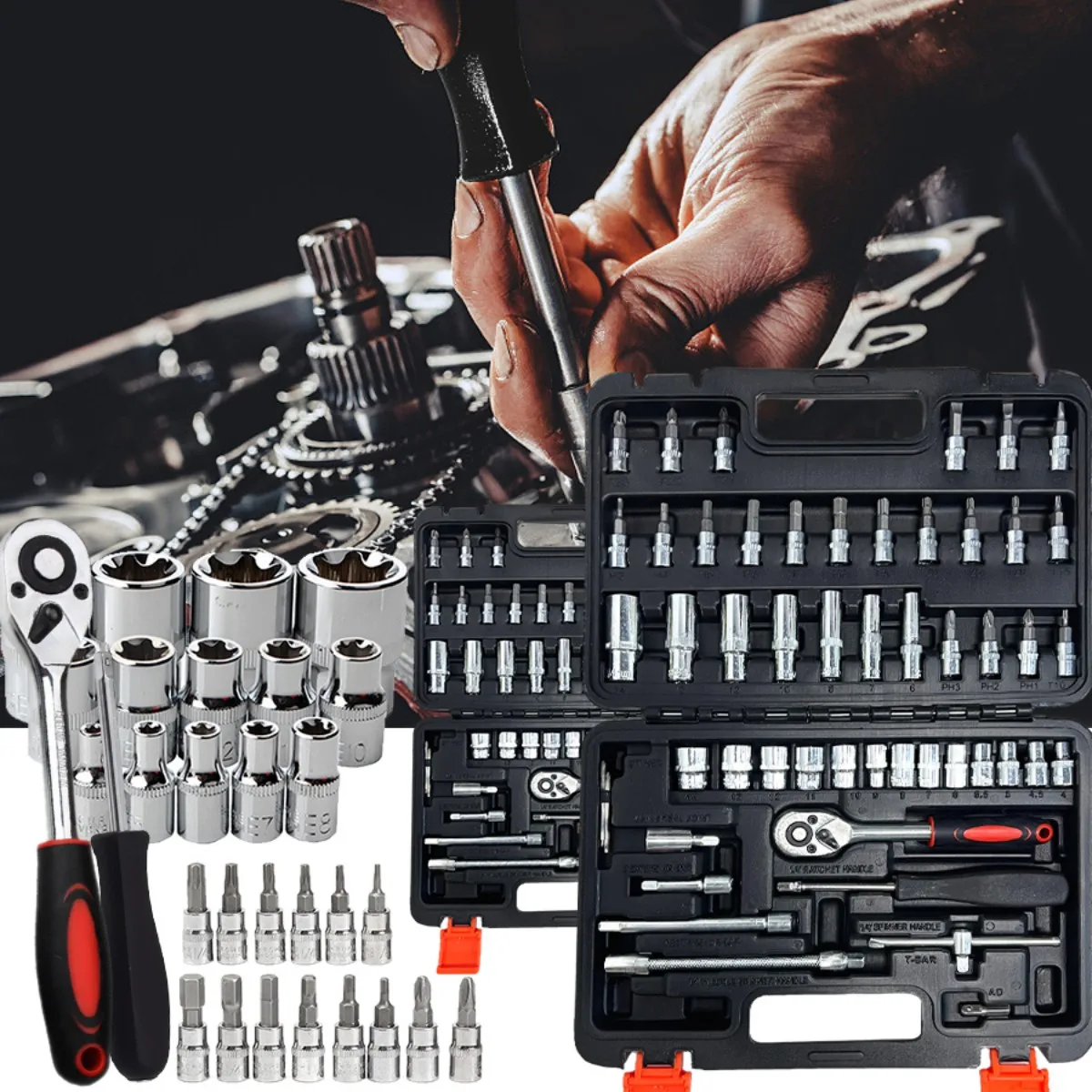 Set di strumenti multifunzionali da 53 pezzi: essenziale per i professionisti della manutenzione e gli appassionati di fai da te. Include una chiave a cricchetto