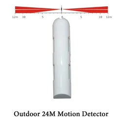 12-28Vdc 2 Side 4 Infrared Detector Outdoor Waterproof Wire Curtain PIR Movement Motion Sensor Anti Block Max 24m NC/NO Signal