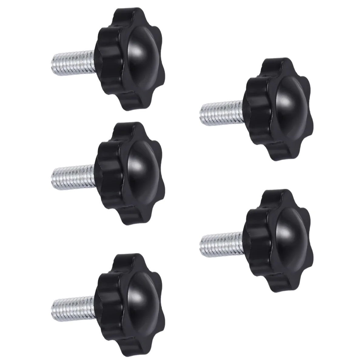 

5 Pcs M6 x 15mm Male Thread 25mm Hex Shaped Head Clamping Knob Black