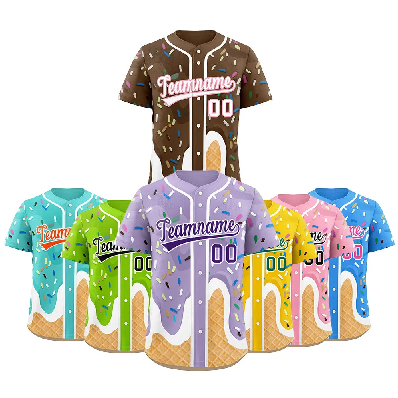 

Бейсбольные майки на заказ, тематический дизайн в виде пончиков, сшитый короткий рукав, большие размеры, персонализированная командная форма, рубашка для взрослых и молодежи