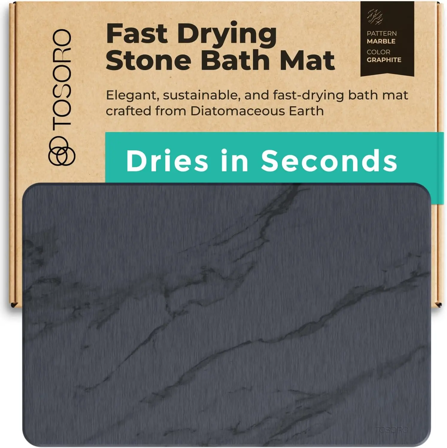 

Diatomaceous Earth Bath Mat - Quick Drying, Non-Slip Shower Mat for Modern Bathroom - Elegant Design, Easy Clean (23.5x15)