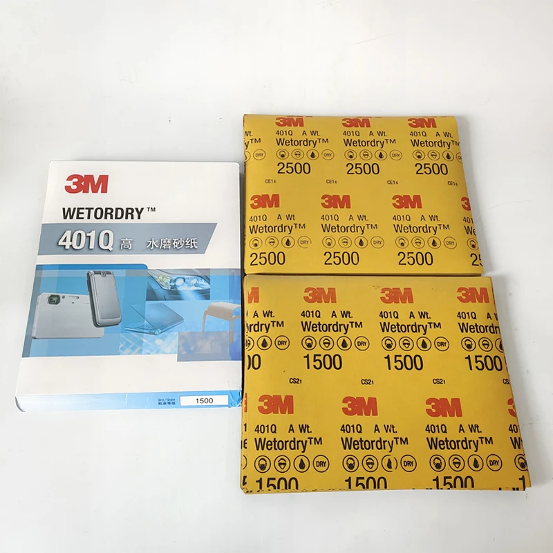 3M 401Q Beauty Sandpaper 1500/2500 Grit 227×280mm Car Paint Surface Scratch Repair Beauty Polishing Fine Polishing Sandpaper