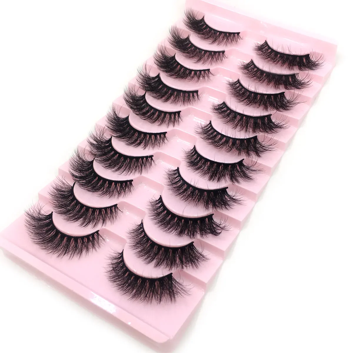Natural Grosso Faux Mink Cílios, Cílios Falsos Longos, Cílios Falsos Dramáticos, Extensão de Maquiagem, Beleza, 6D, 10-20mm, 10 Pares, Novo