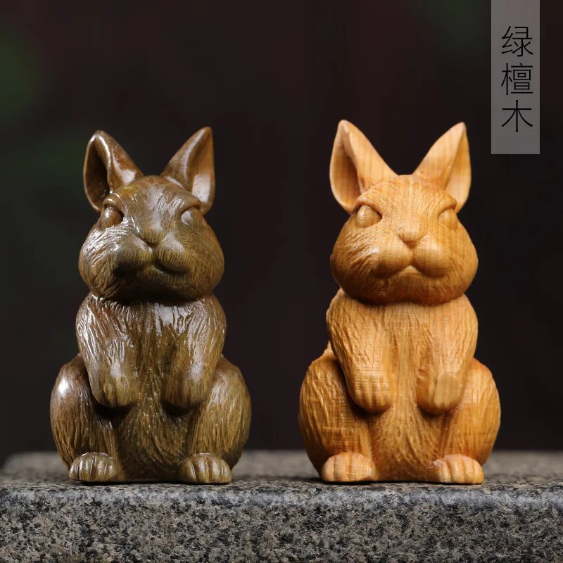 

Green Sandalwood Cypress Wood Carving Little Rabbit Pattern Decoration Decoration Specifications 6.1*3.5*3.9 Home Study Decorati