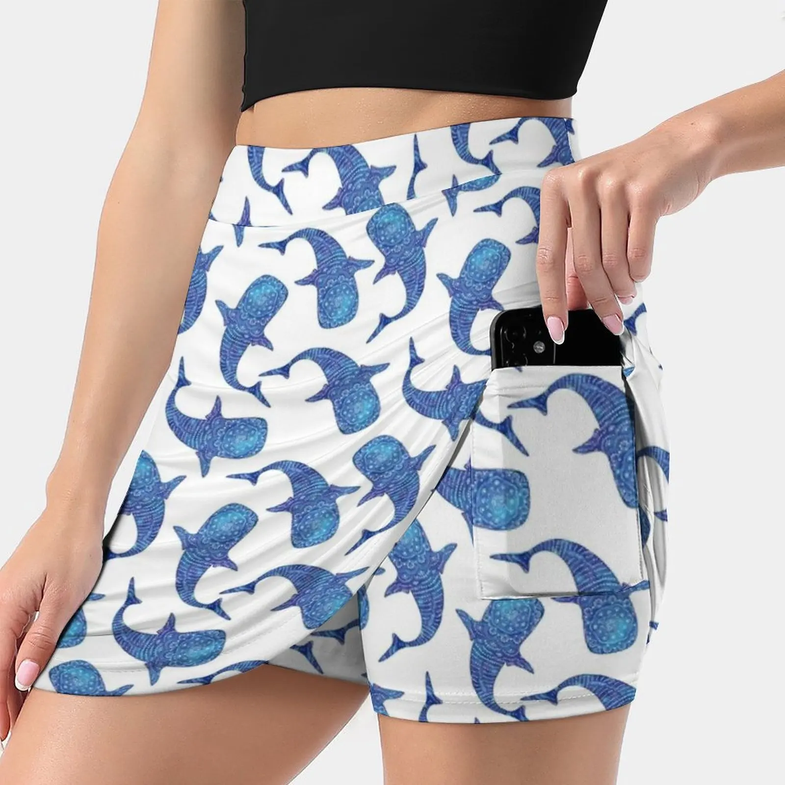 

Marokintana-Whale Shark I Women's skirt Y2K Summer Clothes 2022 Kpop Style Trouser Skirt With Pocket Whaleshark Shark Caong