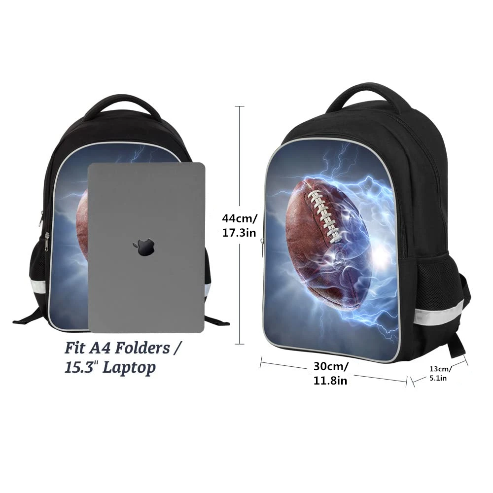 Mochila escolar con estampado 3D de balón de fútbol para adolescentes y niños, conjunto de 3 piezas con estuche para lápices, Mochila informal, bolsa de Almuerzo