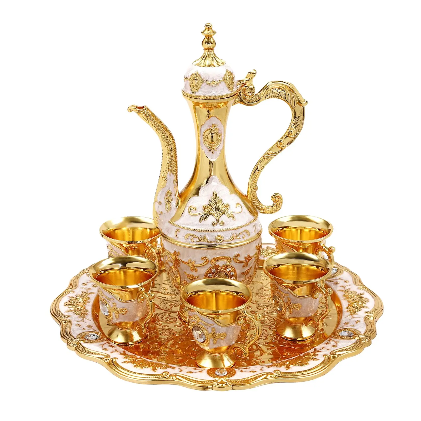 

Турецкий чайный сервиз, винтажный набор турецких кофейных чашек с горшком и 6 чашками, турецкие чайные стаканы для домашнего декора, Рождественский дом на день рождения