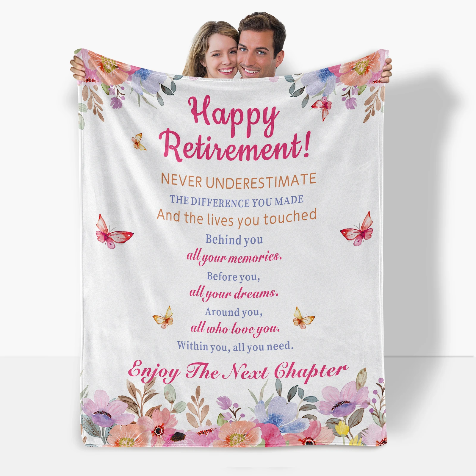 Retirement Blessing Flannel Blanket Featuring Flowers And Warm Text For Elders And Friends Celebrating New Beginnings